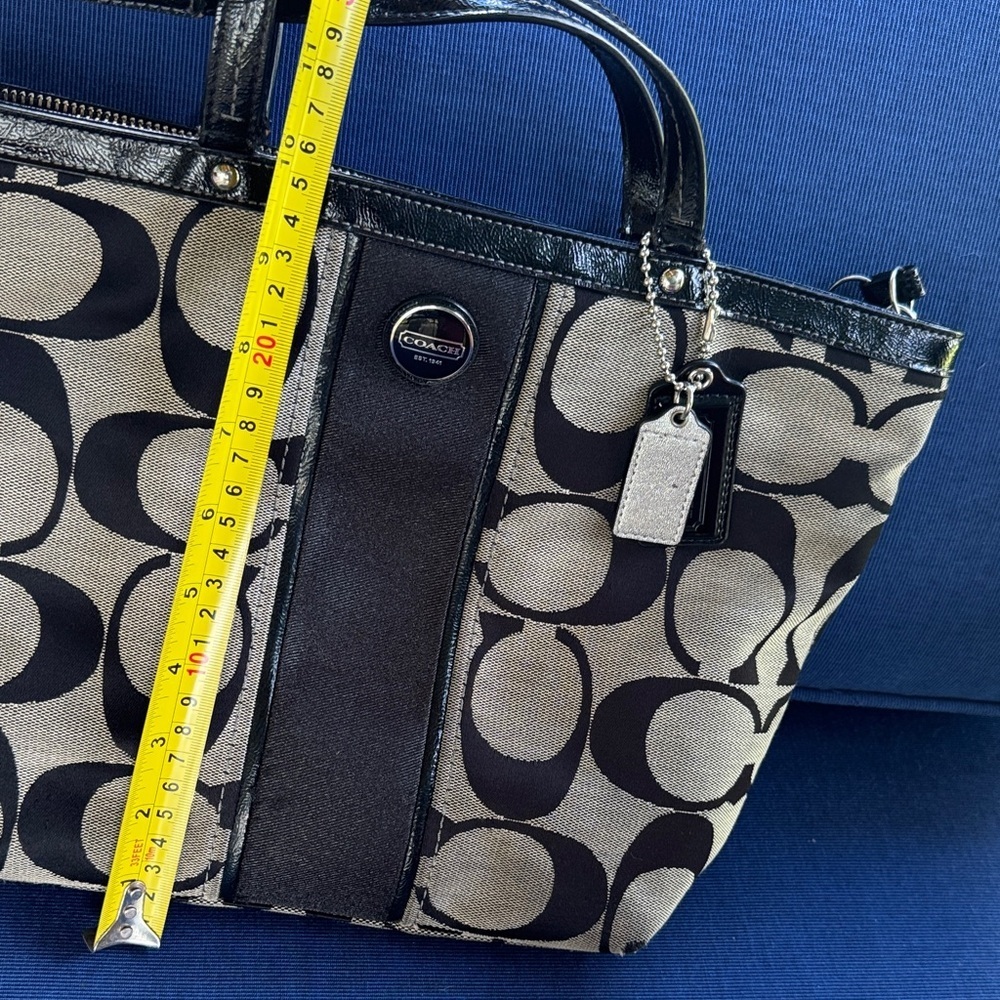 Coach Black and Tan Signature Tote - Picture 7 of 10
